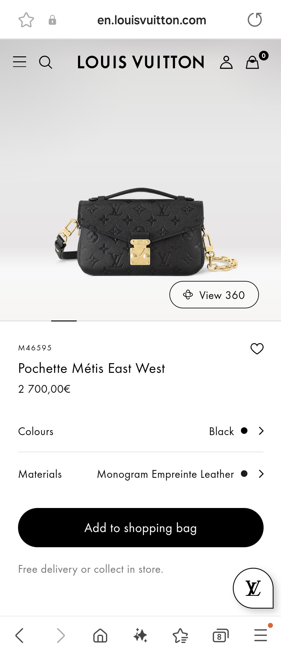 루이비통 M46595 포셰트 메티스 이스트 웨스트