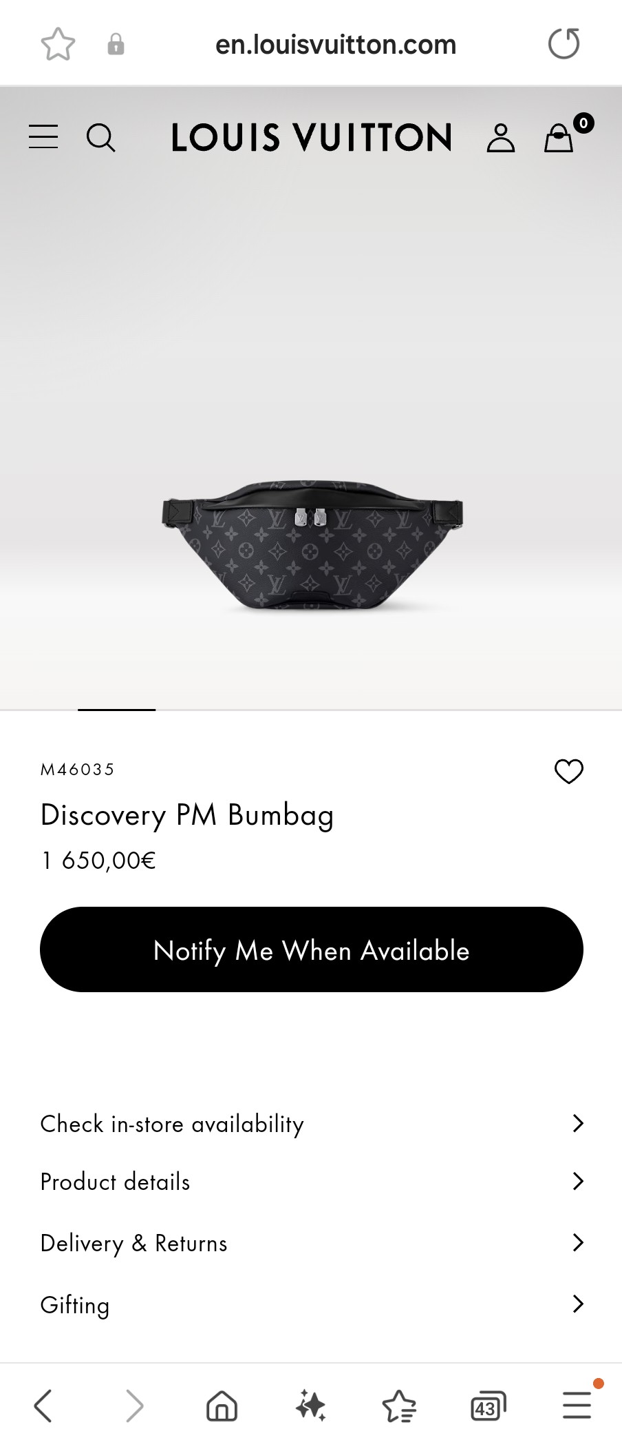 루이비통 M46035 디스커버리 PM 힙색