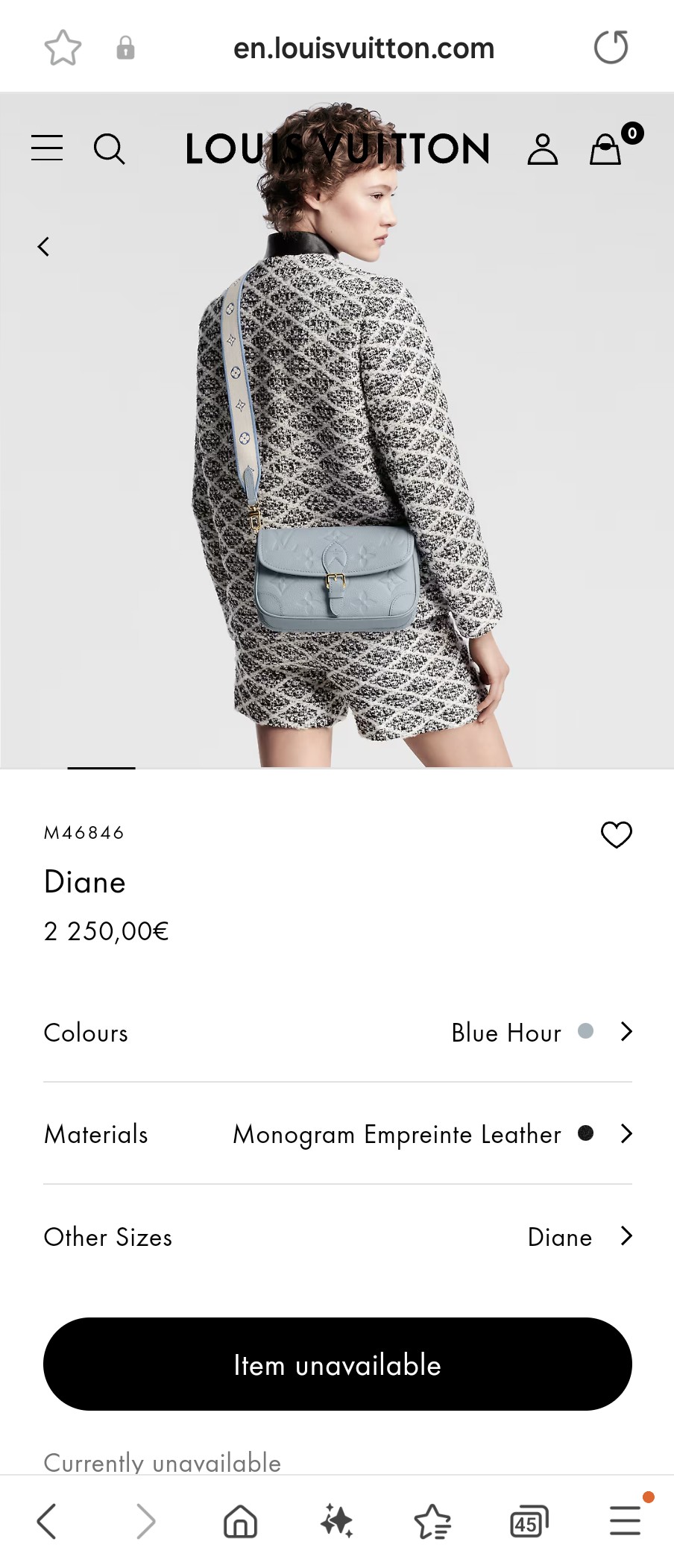 루이비통 M46846 다이안 브리 아워 LV1