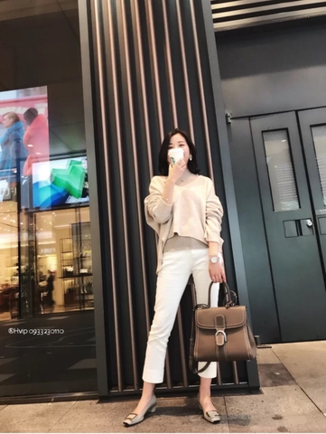 Delvaux Brillant MM Surpiqué 그레인 송아지 가죽 그리 에투프