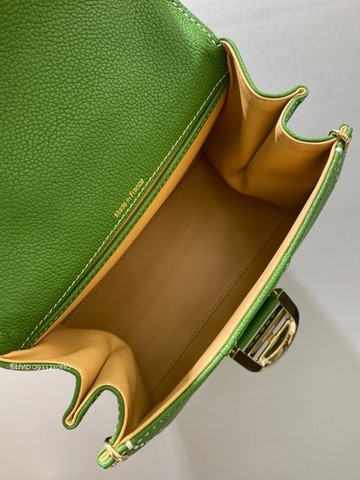 Delvaux Brillant Mini Surpiqué 그레인 송아지 가죽 그린