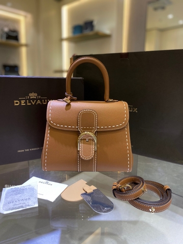 Delvaux Brillant PM Surpiqué 그레인 송아지 가죽 베지탈 아이보리