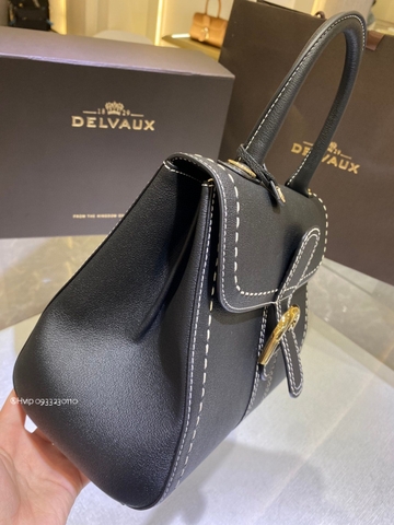 Delvaux Brillant MM Surpiqué 그레인 송아지 가죽 블랙