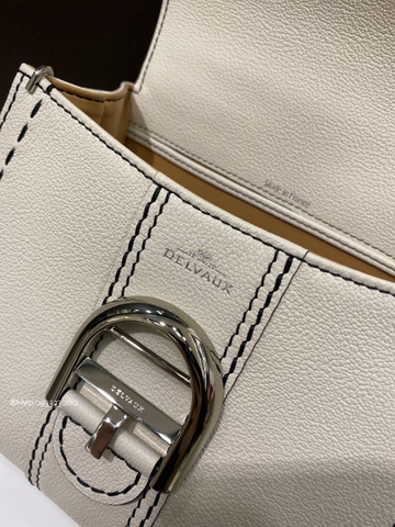 Delvaux Brillant Mini Surpiqué 그레인 송아지 가죽 화이트