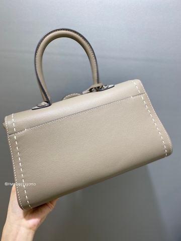 Delvaux Brillant PM Surpiqué 그레인 송아지 가죽 Tourterelle I - 아이보리