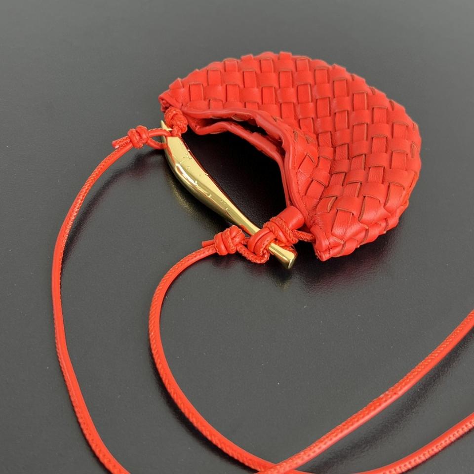 보테가 베네타 가방 참, 레드 가죽, 836834, 10x7x1.5cm